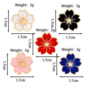 Spilla Semplice a Forma di Fiore di Ciliegio Giapponese, in Lega Metallica con Smalto - Product Image 3