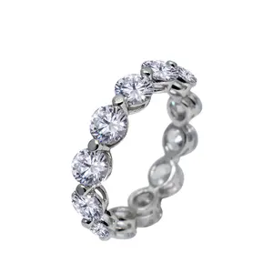 Eternity Women 925 Silver Sterling Band Ring Round Cluster Cubic Zircon Funky Ring Jewelry