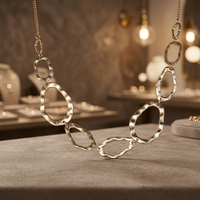 Collier Géométrique pour Femme en Laiton Plaqué Or et Rhodium Fait Main, 18 Pouces
