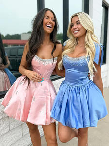 Little Sisters fiesta de verano vestido de gasa Europeo Americano AliExpress nuevo Sling Bow Paulette corto tutú frente cintura Natural - Product Image 6