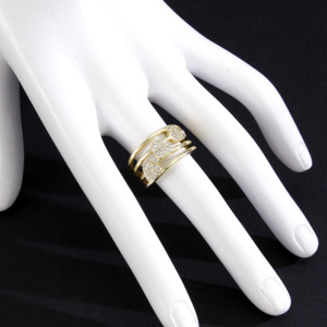 Anillo Apilable Multicapa Chapado en Oro de 14K con Circonita Cúbica Pavimentada, Anillo Ancho de Declaración para Mujer, Joyería de Moda para Fiesta de Cóctel - Product Image 3