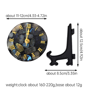 <b>Hand</b> Made Natural Crystal Crafts Gemstones Labradorite <b>Clocks</b> Wooden Support Crystal <b>Clock</b> Pendulums for Home Decor - Product Image 6