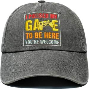 Casquettes de jeu brodées en coton lavé réglables Cadeaux pour joueurs pour hommes et femmes Casquettes promotionnelles - Product Image 4