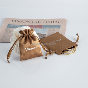 Sacs en satin personnalisés bon marché de 9x12 cm, couleur marron, avec logo, pour bijoux, emballage cadeau en satin de soie avec cordon de serrage pour montre - Product Image 2