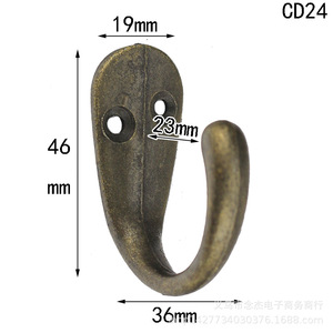 Cd24 Alloy <b>Wall</b> <b>Hook</b> 46mm X 36mm Double Hole Heavy Duty Coat <b>Hook</b> For Door Or <b>Wall</b> Mounting - Product Image 1