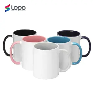 Lopo Wholesale Sublimation Ceramic 11Oz Inner Color Mug White Blanks Cups Color Handle Sublimation Mug