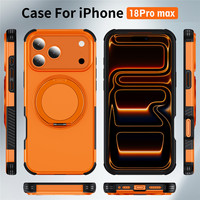 Coque de téléphone en TPU et PC pour iPhone 18 17 16 15 Pro Max, anti-rayures, avec béquille magnétique rotative à 360°, protection intégrale