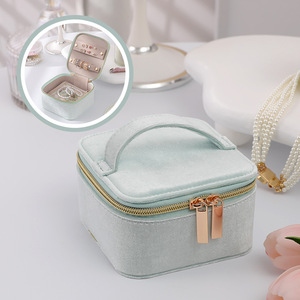 Custom Logo Travel Jewellery <b>Storage</b> Case <b>Small</b> Ring Earrings Necklace Gift <b>Box</b> PU Leather and PC Material Velvet Organiser - Product Image 6