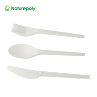 Ensemble d'ustensiles biodégradables jetables en PLA, Kit de couverts écologiques de 6 pouces, vente en gros, pièces