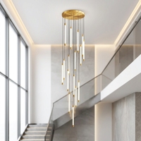 Lustre décoratif moderne Zeal Lighting pour hall d'entrée de villa, tube long réglable en hauteur, pour escalier, plafond haut, hôtel, maison