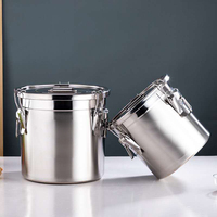 Seau à soupe en acier inoxydable durable avec deux poignées, multifonctionnel, gain de place, portable pour la cuisine à domicile, design moderne