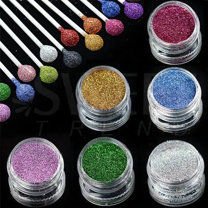 1 bottle Laser Shinning Pigment Nail Art Glitter Powder Dust Tips for Body Craft Polish Salon 3d Nail Art Decorations