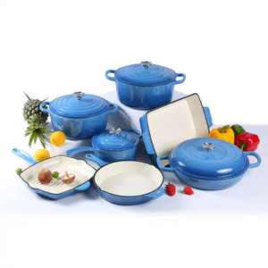 Juego de Ollas y Sartenes de Hierro Fundido Esmaltado Multiusos para Cocina, Juego de Utensilios de Cocina de Hierro Fundido Ecológico de 7 Piezas - Product Image 2