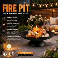 Brasero de jardin extérieur robuste en acier au carbone noir, fond solide, résistant à la rouille, pour feu de bois