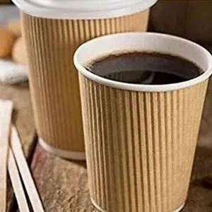 แก้วกาแฟกระดาษคราฟท์ขนาด 7 ออนซ์ ลายริ้ว พิมพ์โลโก้ ใช้แล้วทิ้ง - Product Image 2