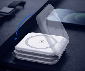 3 in 1 Foldable 15W Fast Magnetic Wireless Charging Station <b>for</b> Mobile <b>Phone</b> & Smart Watch Desktop Charger <b>Stand</b> - Product Image 4