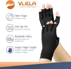 Guantes de Compresión Vlela con Plumas de Pollo para Artritis, Largos hasta la Muñeca, para Mujeres y Hombres, Alivian el <span class=keywords><strong>Dolor</strong></span> de <span class=keywords><strong>Manos</strong></span>, Hinchazón y Túnel Carpiano, sin Dedos - Product Image 3