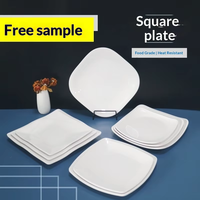Ensemble d'assiettes carrées en mélamine de 10 pouces, motif uni, minimalisme moderne, résistant aux chocs, assiette spécifique pour les cantines de restauration rapide