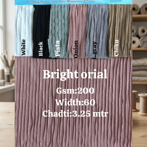 Tissu en polyester tricoté Premium Bright Orial, 200 GSM, 60 pouces de large, côtelé extensible, teint uni, pour vêtements et habillement - Product Image 3