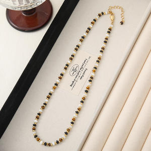 Collana da Donna alla Moda con Pietre Preziose Ambra e <span class=keywords><strong>Gioielli</strong></span> Placcati in Oro Vero 18k - Product Image 3