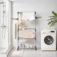 Séchoir à vêtements multifonctionnel en acier inoxydable plié Séchoir à linge à 4 niveaux avec rotation à 360 °