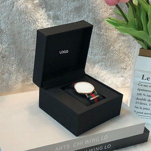 Luxury <b>Black</b> PU Leather Single Watch Box Flip Top Wrist Watch Storage Gift Packaging Box Custom Logo Wholesale Factory - Product Image 4