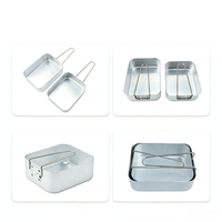 Ensemble de casseroles chauffantes portables deux pièces en aluminium pour l'extérieur, idéal pour le camping, les pique-niques et le rangement