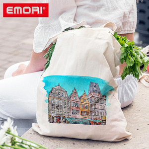 Bolsa de compras promocional de algodón y poliéster reutilizable con logotipo impreso personalizado - Product Image 5