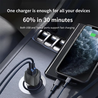 Cargador de Coche SUNDA 51W PD 30W QC3.0 18W Doble Puerto USB Tipo C Carga Rápida Adaptador de Cargador de Coche de Fibra de Carbono