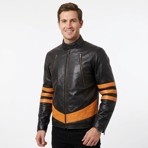 Nouvelle arrivée, veste en cuir matelassée pour homme, durable, pour l'hiver, avec poches avant, fermeture éclair, style décontracté, veste en cuir véritable - Product Image 1