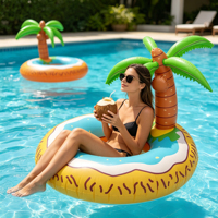 Aufblasbare Palmen-Pool-Luftmatratze, Hawaiianisches Tropisches Lustiges Sitzdesign, Riesige Kokosnuss-Pool-Luftmatratze für Erwachsene Sommer Strandparty