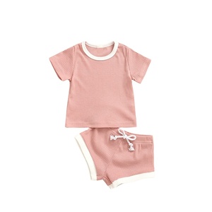 Grosir pakaian butik anak-anak kaus lengan pendek dan celana pendek pakaian bayi anak perempuan anak laki-laki setelan pakaian 2 potong - Product Image 2