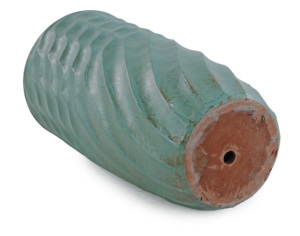 Pot de fleurs décoratif haut en céramique émaillée turquoise style américain, motif spirale, écologique, durable, avec trou de drainage, pour intérieur - Product Image 4