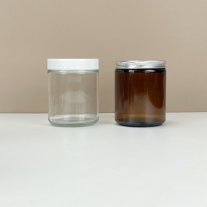 Vente en gros d'usine - Pot en verre ambré transparent pour bougies parfumées - 30g 50g 100g 150g 200g - Pot en verre rond pour crème cosmétique pour le visage - Sérigraphie - Product Image 5