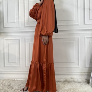 6531# Lightweight Satin Simple Women Dress Loose Sleeves Pleated Bottom With Pockets Casual Comfortable Dress - Product Image 5