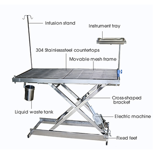 Mesa de Operaciones Veterinaria Hidráulica de Acero Inoxidable con Altura Ajustable, Soporte para Infusión y Recipiente de Almacenamiento para Clínica Veterinaria - Product Image 5