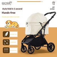 Poussette pliable BNDC pour animaux de compagnie, à ouverture automatique par gravité, grand espace, pour chiens et chats, chariot de voyage extérieur
