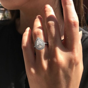Pear Shape Teardrop <b>Crystal</b> <b>Ring</b> for Women Elegant Office Daily Wear Fashion Accessories - Product Image 2