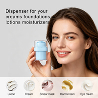 Pot à crème carré portable sans air à design sous vide avec pompe à bec de canard, pour lotion cosmétique et crème contour des yeux, avec couvercle à vis et base en PS