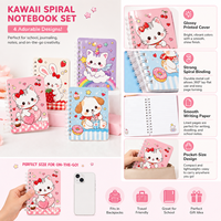 Carnet à spirales personnalisé mignon motif chat kawaii, couverture en carton couché, impression numérique du logo, idéal pour les cadeaux scolaires