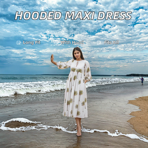 Vestido Maxi con Capucha para Mujer, Otoño Invierno, Tafetán, Casual, Sólido, con Bolsillos, Sudadera 819-0257 - Product Image 2