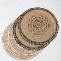 Set de table rond en lin style bohème, tapis de table isolant en jute tressé pour cuisine, accessoire de table domestique