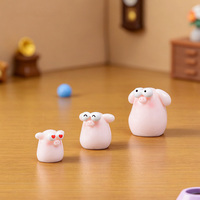 Figurines de cochon rose miniature aux grands yeux, miniatures en résine, accessoires de jardin féerique pour la décoration de la maison, de la voiture et des loisirs créatifs