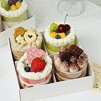 Boîte à gâteau mousse pliable de 2 pouces, qualité alimentaire, avec couvercle en plastique transparent et plateau en papier avec séparateurs (4/6 pièces)