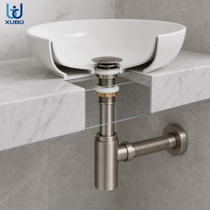 Kit de Sifón de Botella de Latón G 1 1/4 para Lavabo <span class=keywords><strong>con</strong></span> Válvula Pop-Up, Tubería Corrugada Rígida, Roseta de Pared y Sello de Agua Anti-Olor - Product Image 4