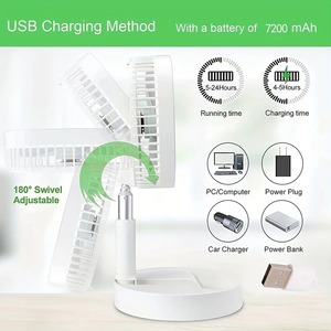 Ventilador Retráctil con Carga USB, Plegable, Portátil, Mini Ventilador Eléctrico, Aparato de Refrigeración para Dormitorio y Exteriores, Ventiladores Ajustables para el Hogar - Product Image 3