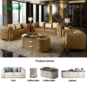 Set di Divani in Vera Pelle di Lusso per Soggiorno, Divano Componibile a 1, 2, 3 Posti, Set di Divani Moderni per Villa - Product Image 1