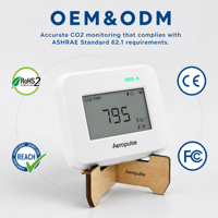 Moniteur de CO2 de qualité industrielle avec capteur NDIR à double faisceau, WiFi sans fil, alimentation par batterie/USB, indice IP30, surveillance en temps réel pour