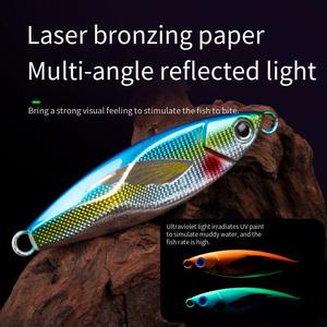 Leurre de pêche en métal UV dur en alliage, type Slow Jig, pour la pêche au bar en mer depuis le bateau, 30g 40g 60g 80g 100g 120g - Product Image 2