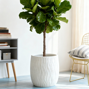Vaso de Chão Grande Yicai, Imitação de Cimento, Vaso de Plástico Redondo Grande e Criativo, Vaso Decorativo para Plantas Artificiais de Interior - Product Image 1